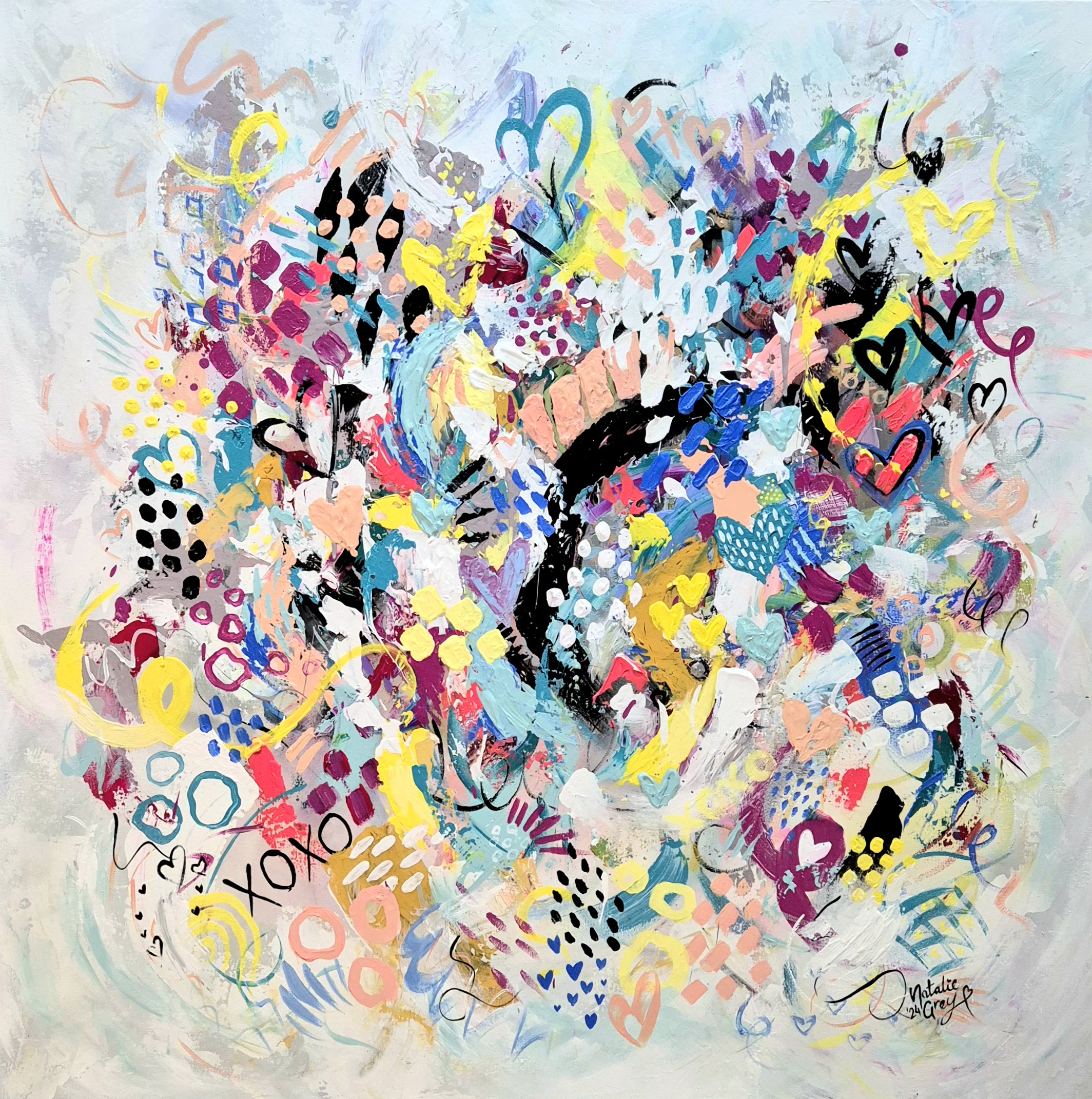 SOLD -"Tangled Love" - 100 x 100cm - Acrylic On Canvas