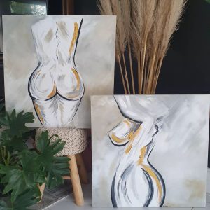 '- SOLD - "Fesses Et Seins" - Hand Painted Acrylic on Canvas 60cm x 60cm