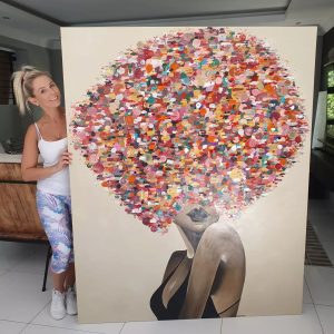 '- SOLD - "Party Girl for Landelo" - Hand Painted Acrylic on Canvas - 1.5m x 1.8m