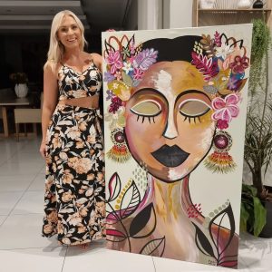 '- SOLD -"Dahlia" - Acrylic on canvas - 150 x 90cm