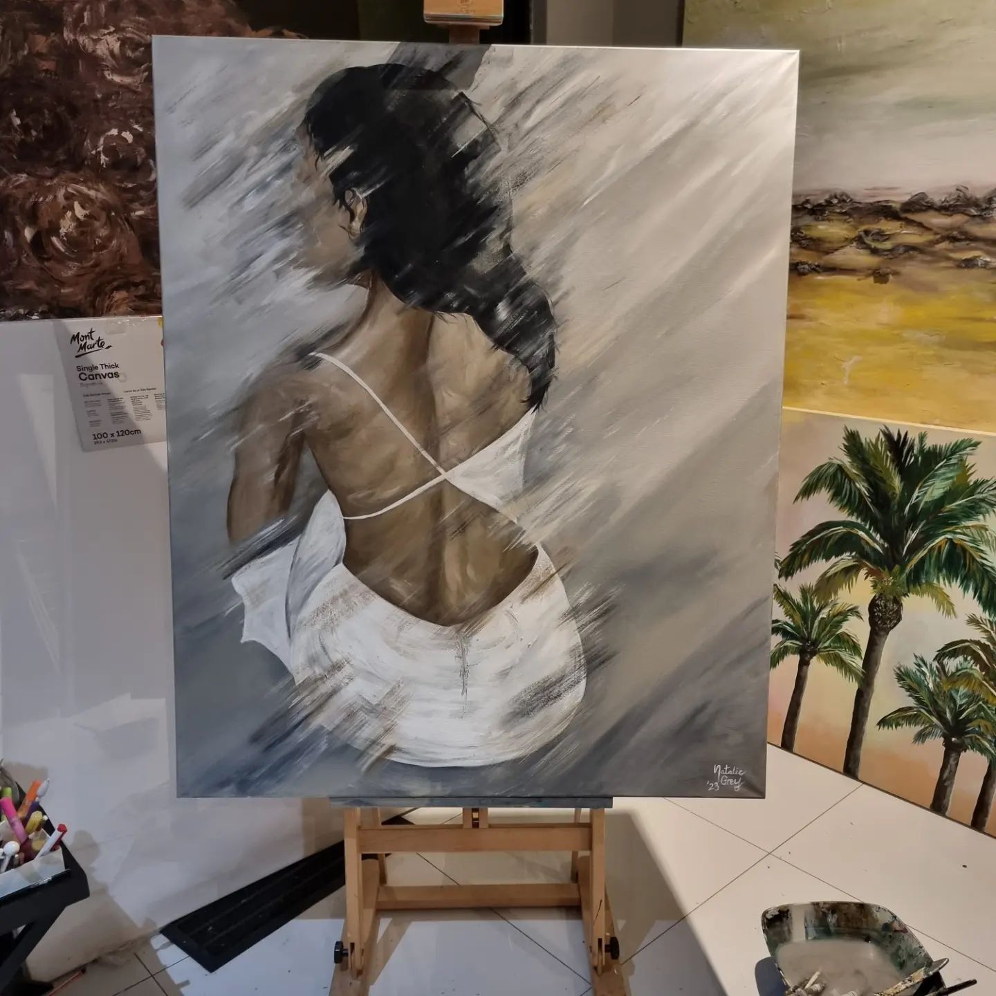 '- SOLD - "The Angel Opens Her Eyes" - 120cm x 100cm - Mixed Media