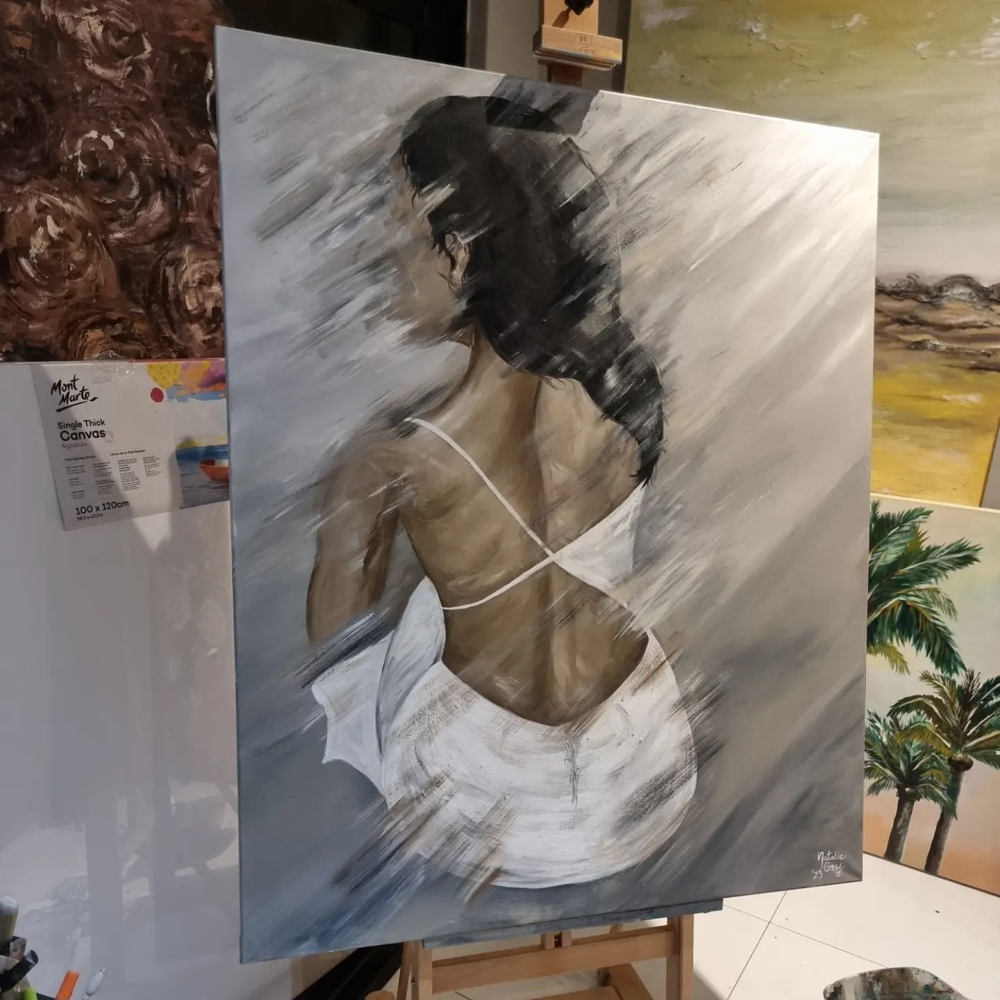 '- SOLD - "The Angel Opens Her Eyes" - 120cm x 100cm - Mixed Media - Image 2