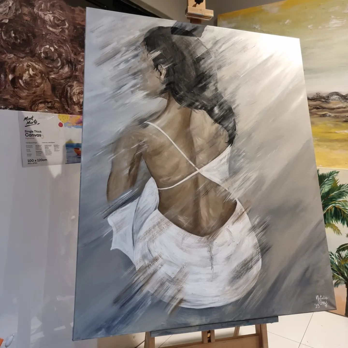 '- SOLD - "The Angel Opens Her Eyes" - 120cm x 100cm - Mixed Media - Image 9