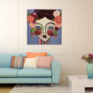 '- SOLD - "Gypsy Rose" - Hand Painted Acrylic on Round Canvas - 80x80cm