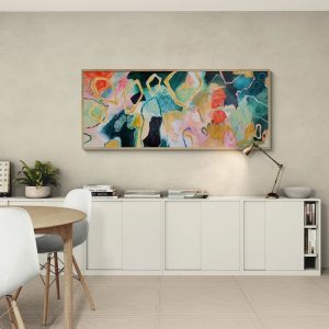 '- SOLD - "Verdant Luxe" - 170 x 70cm - Acrylic On Canvas - Framed in Light Oak