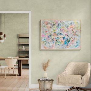 '- SOLD - "Whisper" - 120 x 100cm - Mixed Media - Framed In Light Oak