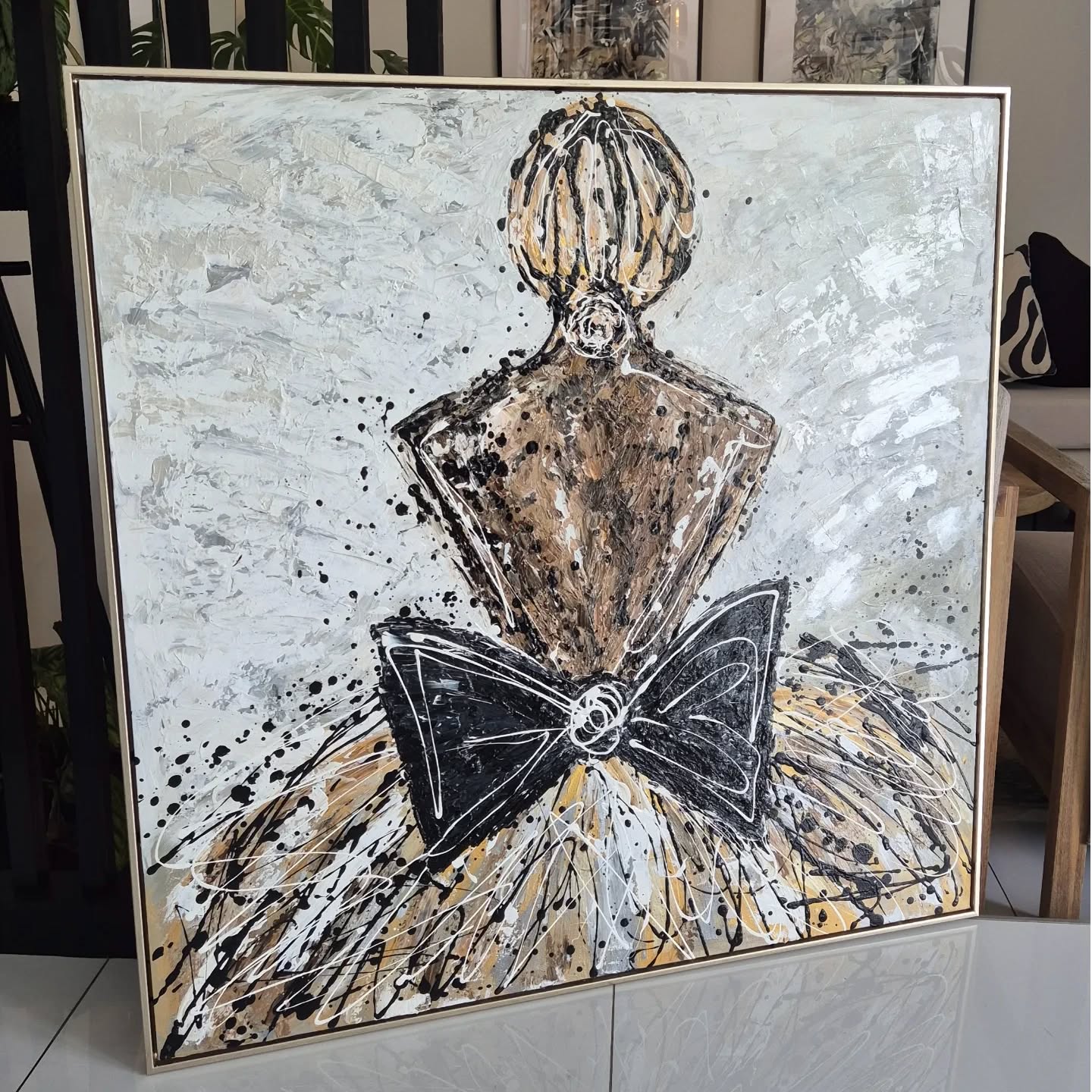 '- SOLD - "Ballerina Girl" - 100 x 100cm - Mixed Media - Image 4