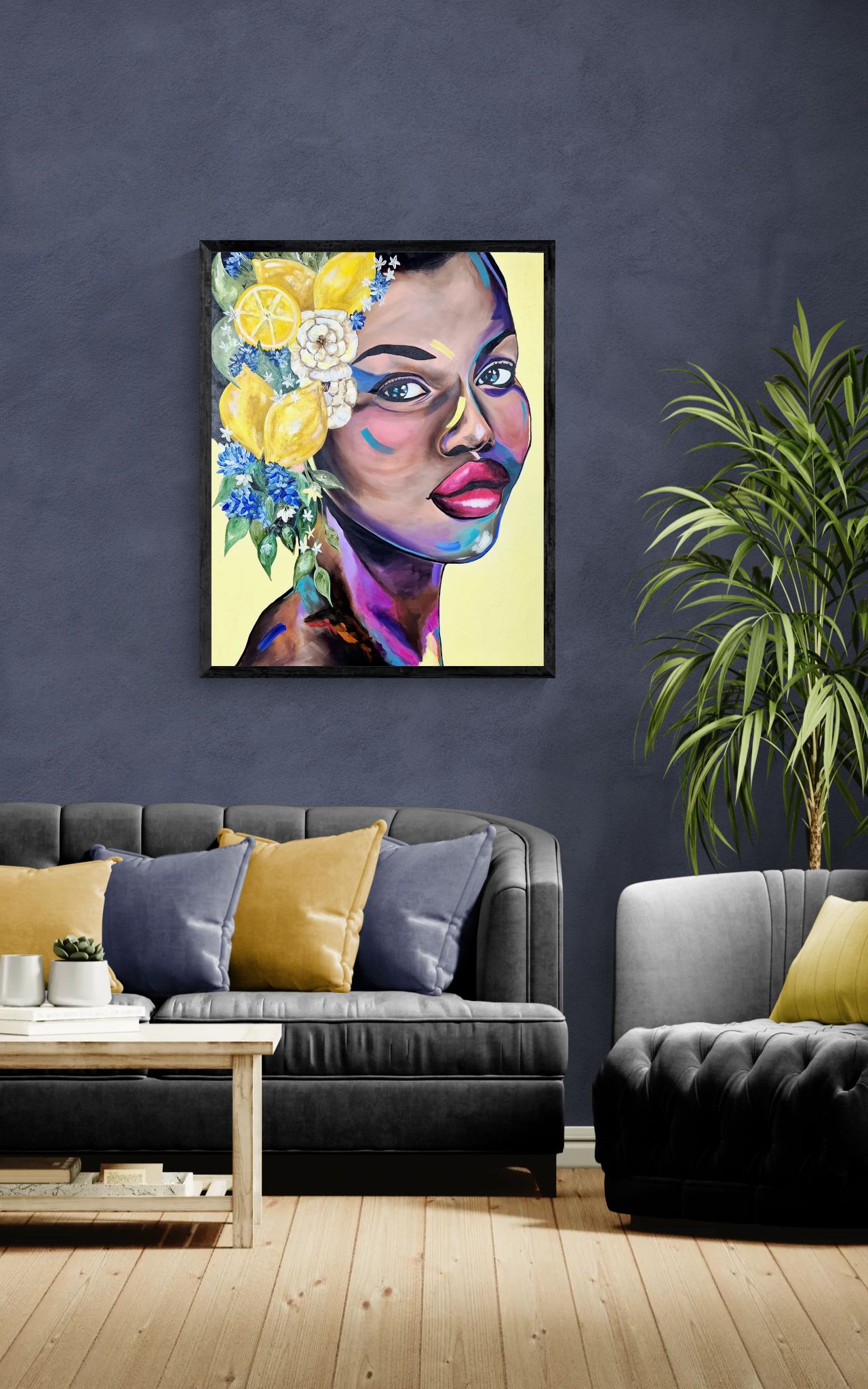 '- SOLD - "Fleur de Citron" - 84 x 119cm - Acrylic On Canvas - Framed in Black - Image 3