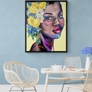 '- SOLD - "Fleur de Citron" - 84 x 119cm - Acrylic On Canvas - Framed in Black