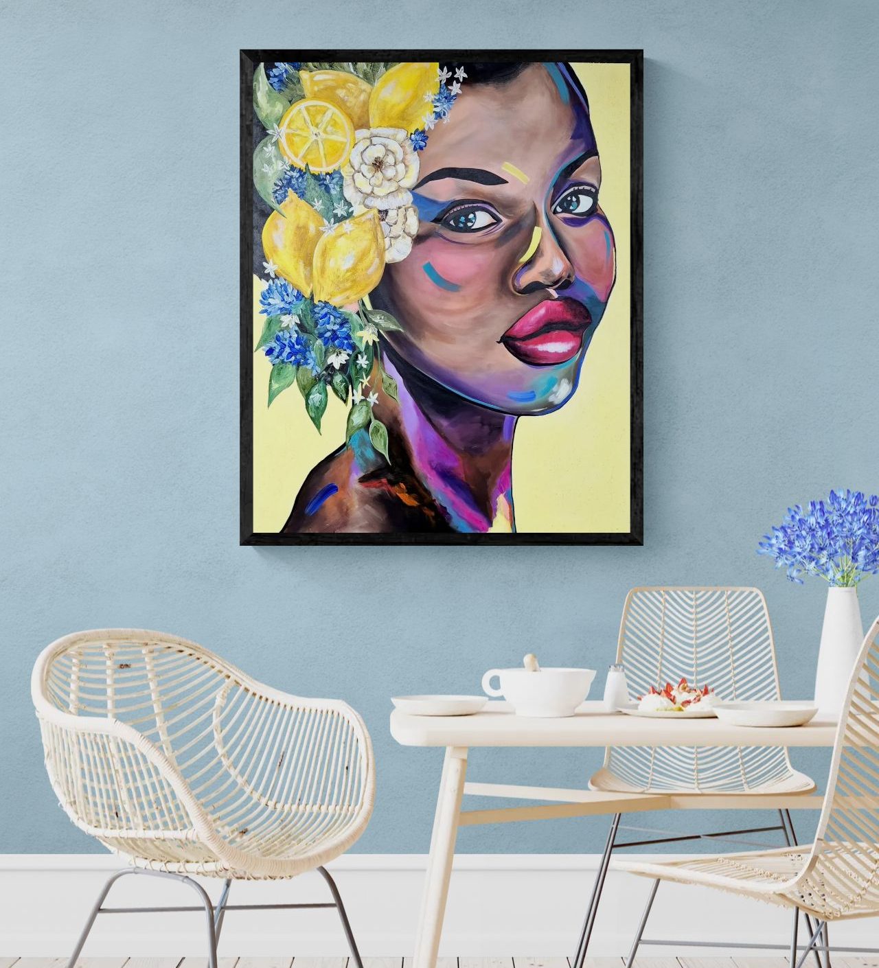 '- SOLD - "Fleur de Citron" - 84 x 119cm - Acrylic On Canvas - Framed in Black