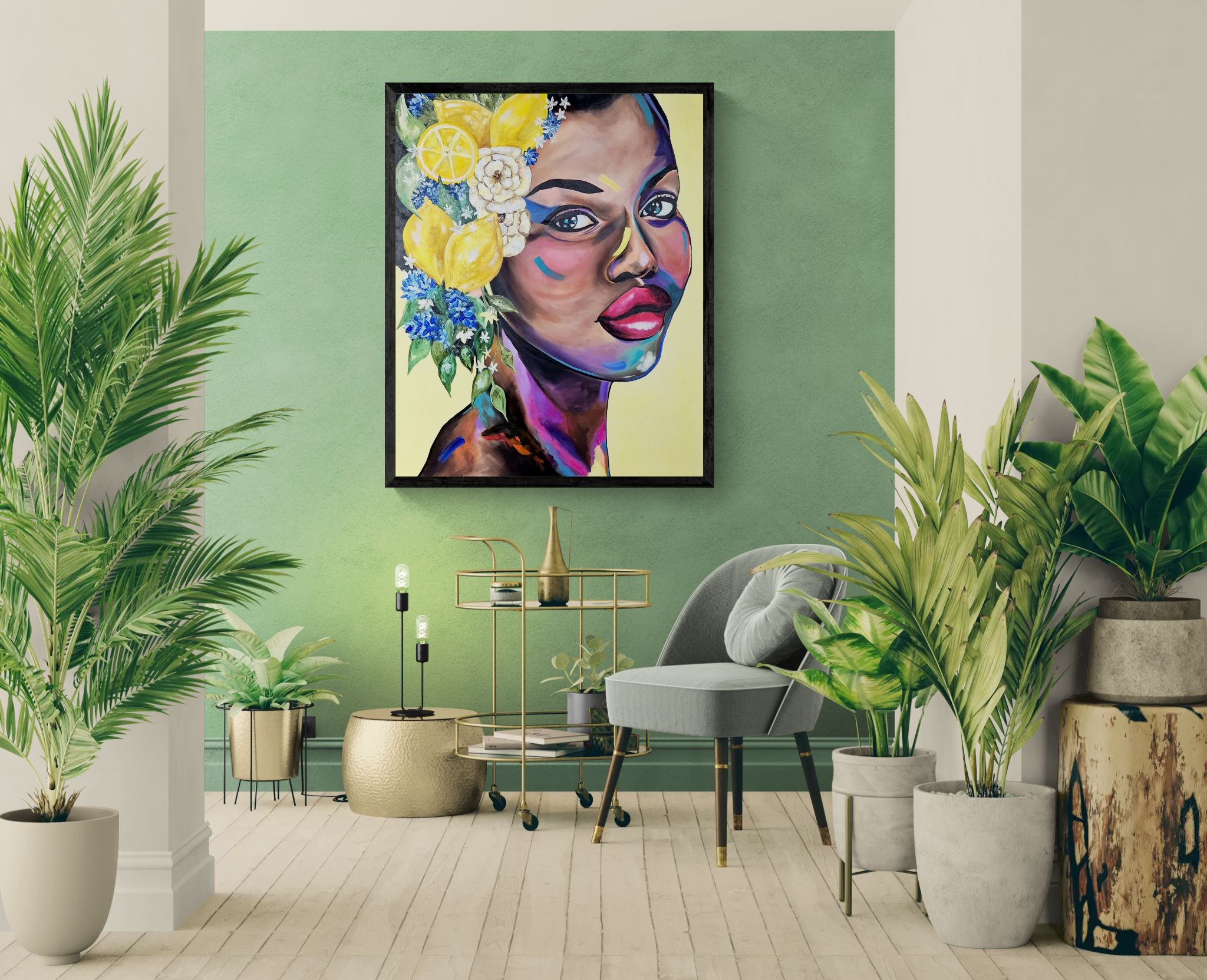 '- SOLD - "Fleur de Citron" - 84 x 119cm - Acrylic On Canvas - Framed in Black - Image 7