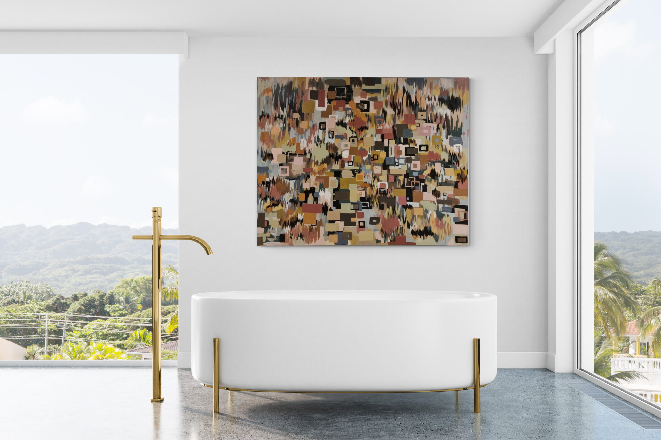 '- SOLD - "The Saltillo" - Hand Painted Acrylic - 152 x 122cm - Mixed media on Box Board Canvas - Image 7