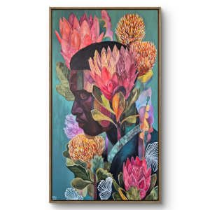 “Protea Prince” - Acrylic On Canvas - 75cm x 134.5cm- Framed In Wood