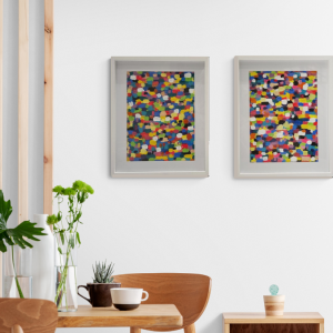 '-SOLD - "When In Zara" - 2 Piece Set - Acrylic on Paper - Framed in Glass Frame