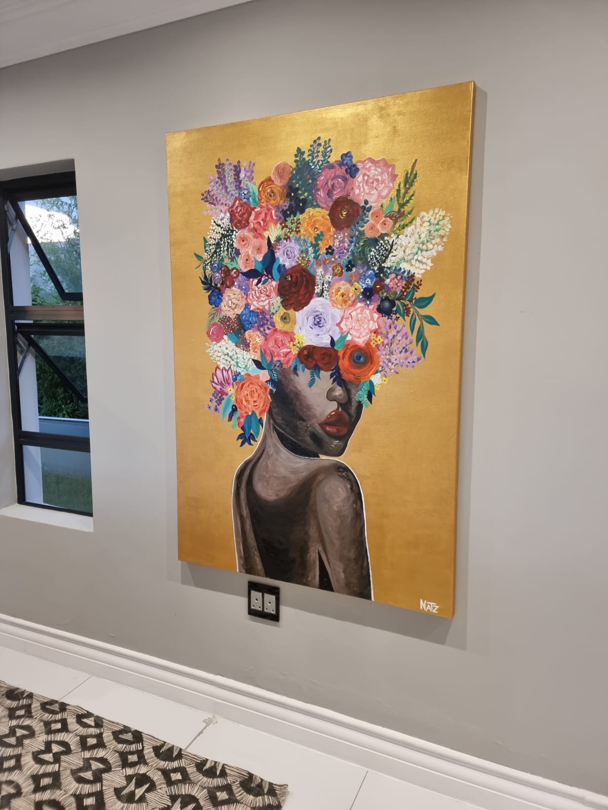'- SOLD - "She Bloom's" - Hand Painted Acrylic on Canvas - 100x150cm - Image 4