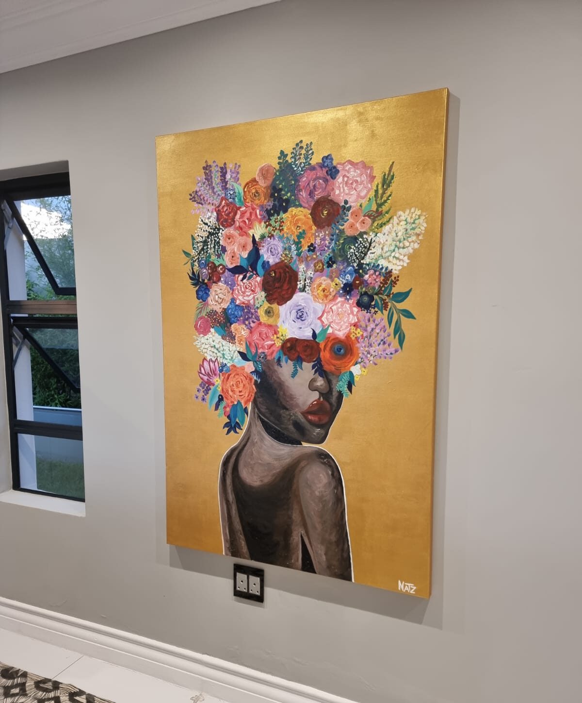 '- SOLD - "She Bloom's" - Hand Painted Acrylic on Canvas - 100x150cm - Image 3