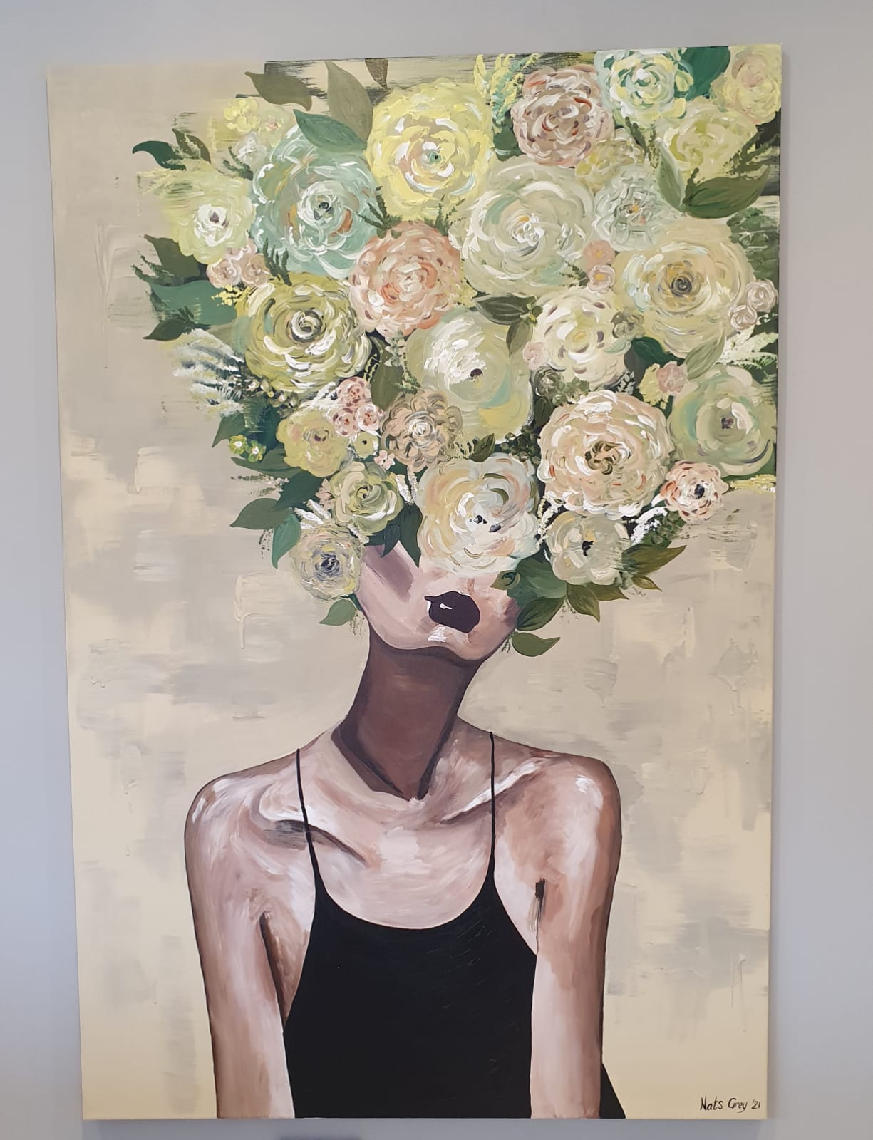 '- SOLD - "Her Season To Bloom" - Hand Painted Acrylic on Canvas - 100x150cm - Image 5
