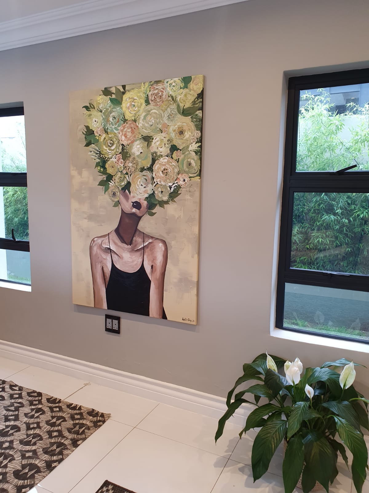 '- SOLD - "Her Season To Bloom" - Hand Painted Acrylic on Canvas - 100x150cm - Image 4