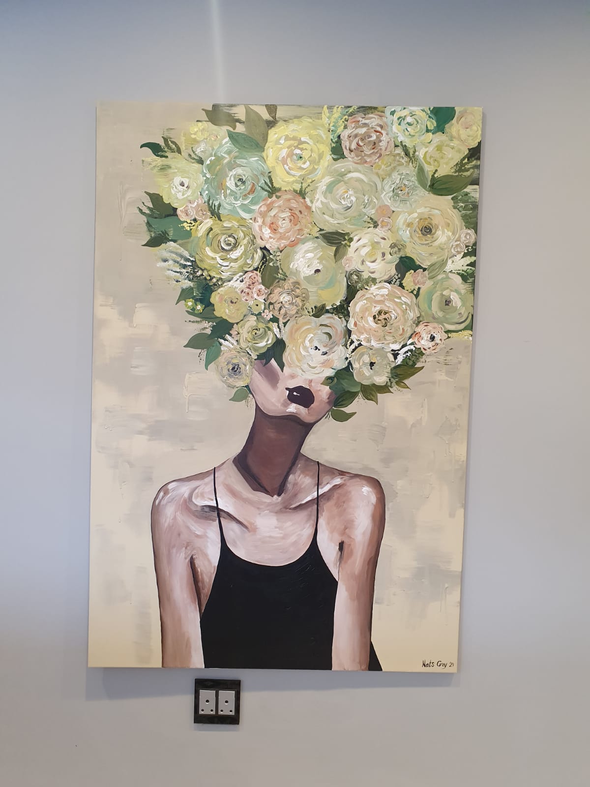 '- SOLD - "Her Season To Bloom" - Hand Painted Acrylic on Canvas - 100x150cm - Image 3