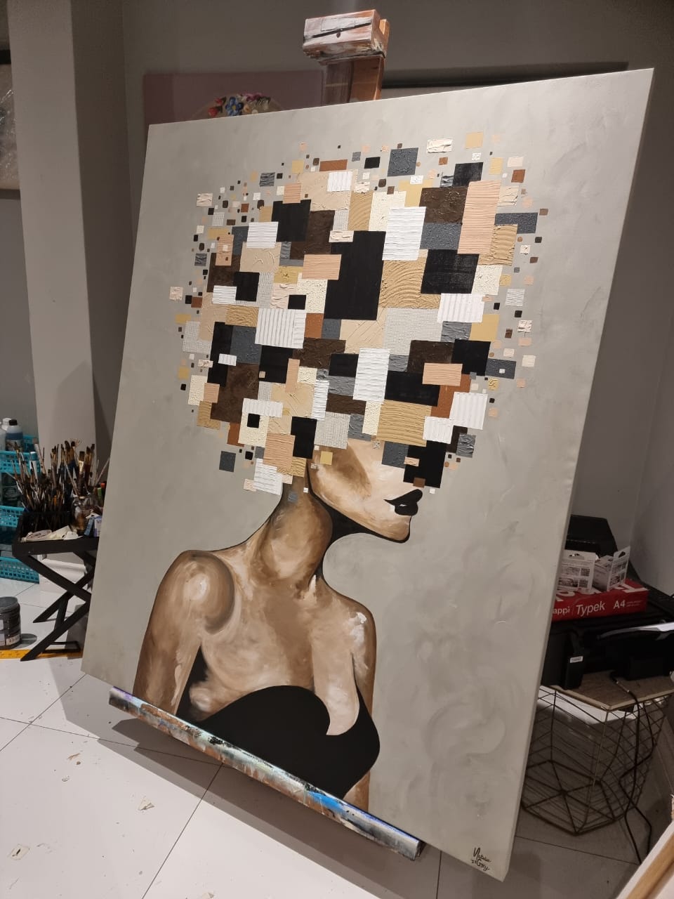 '- SOLD - Nintai" - Acrylic On Box Board Canvas - 152.5cm x 122cm - Image 9