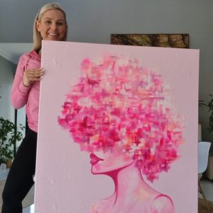 '- SOLD - "Barbiecore" - Acrylic on Canvas - 91.5 x 122cm