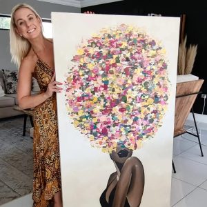 '- SOLD - "Party Girl in Bright" - Hand Painted Acrylic on Canvas - 100x150cm