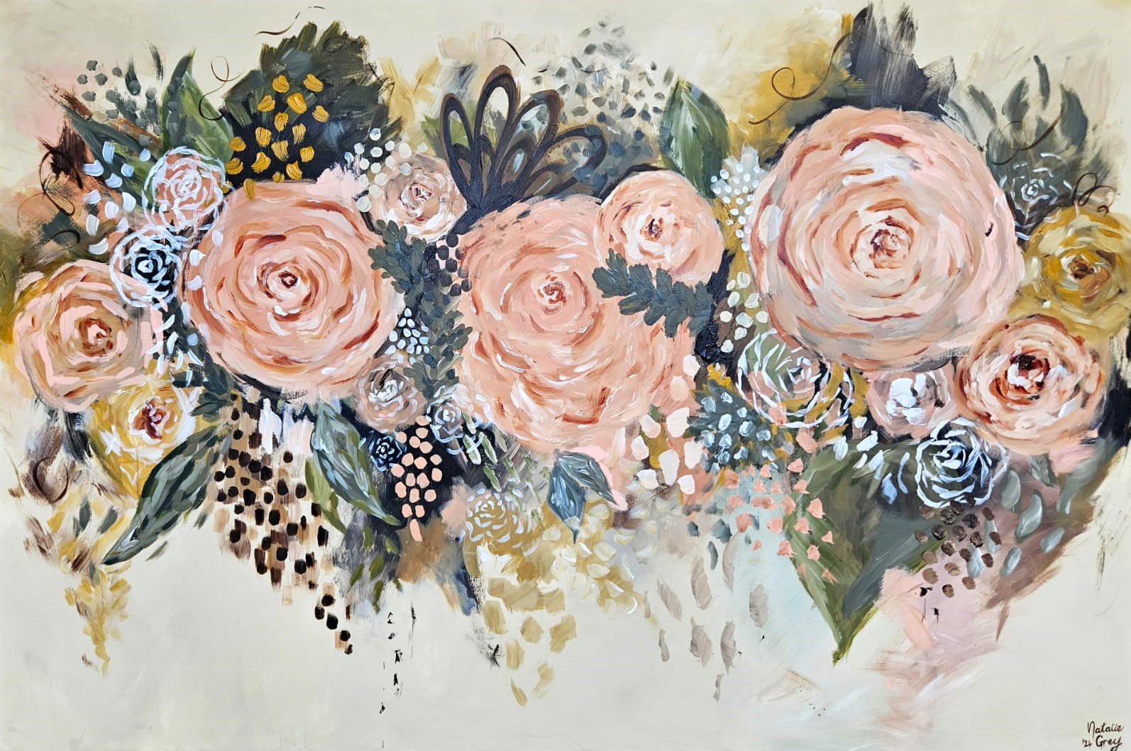 '- SOLD - "A Melody of Blooms" - 100 x 150cm - Acrylic on Canvas - Image 6