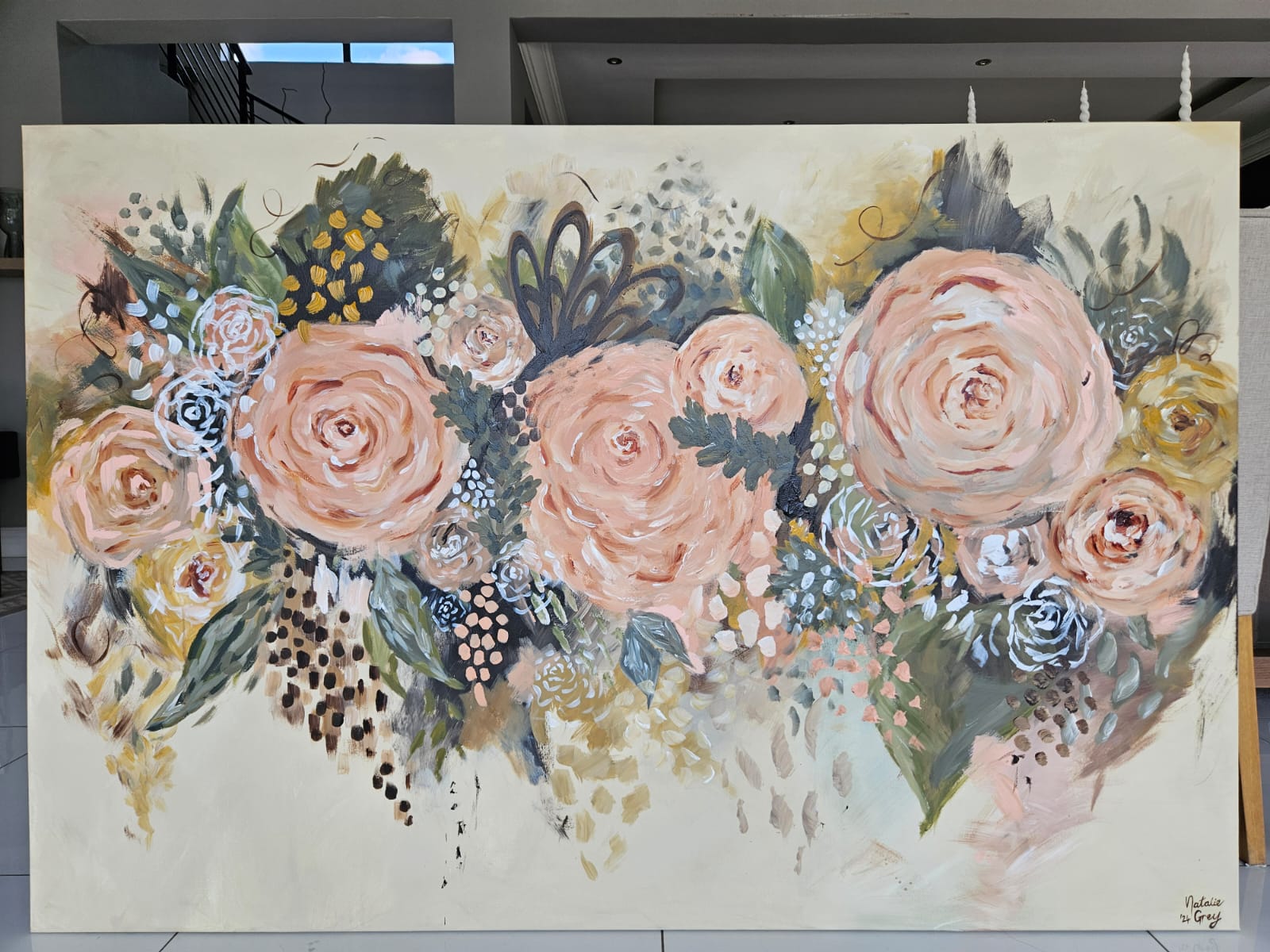 '- SOLD - "A Melody of Blooms" - 100 x 150cm - Acrylic on Canvas - Image 9