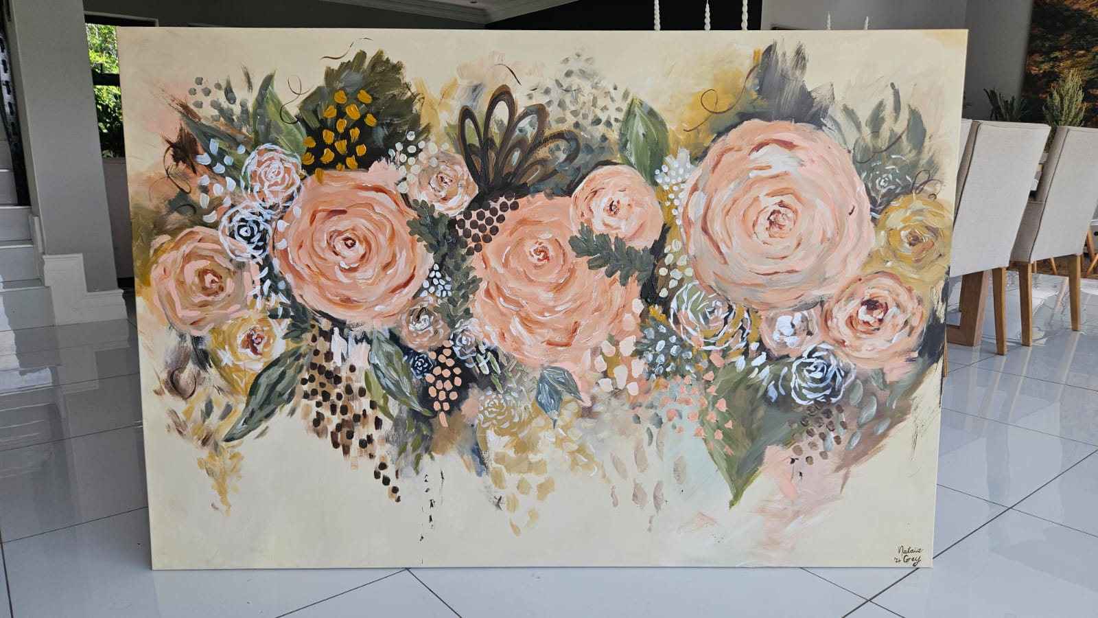 '- SOLD - "A Melody of Blooms" - 100 x 150cm - Acrylic on Canvas - Image 11