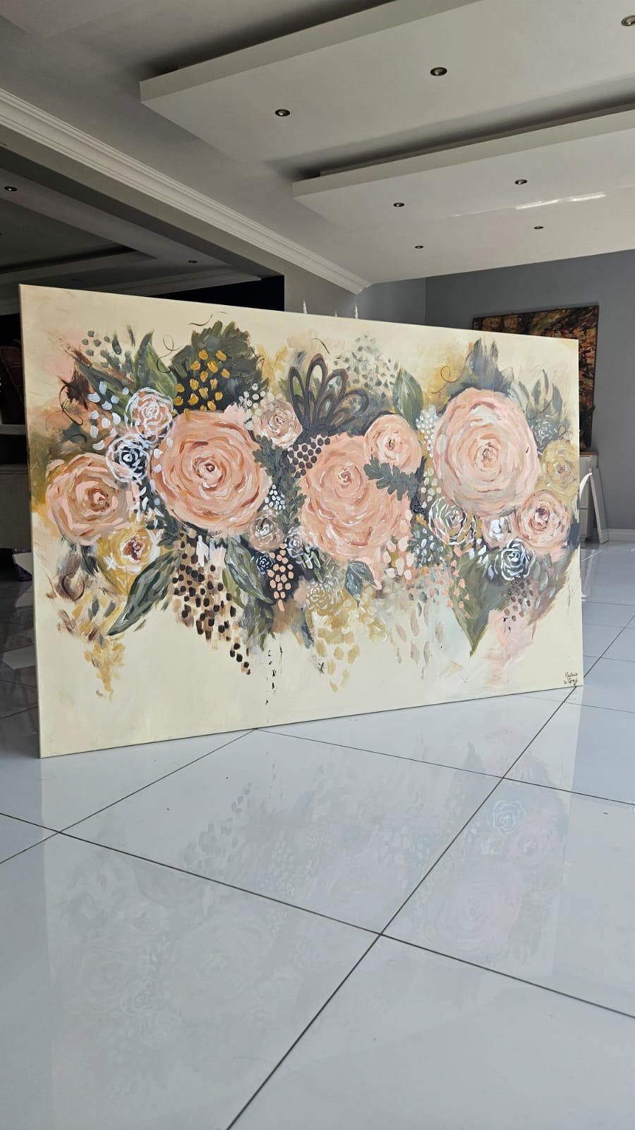 '- SOLD - "A Melody of Blooms" - 100 x 150cm - Acrylic on Canvas - Image 10