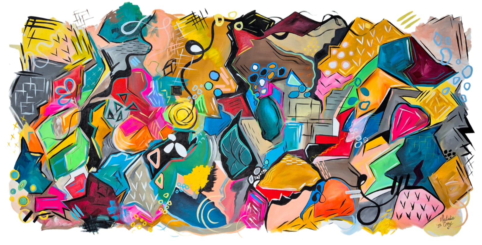 "Echoes In Colour" - 100 x 200cm - Acrylic On Canvas - Image 12
