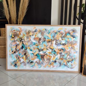'- SOLD - "Sea Of Emotion" - Framed in Oak Wood - 120 x 75cm - Acrylic On Canvas