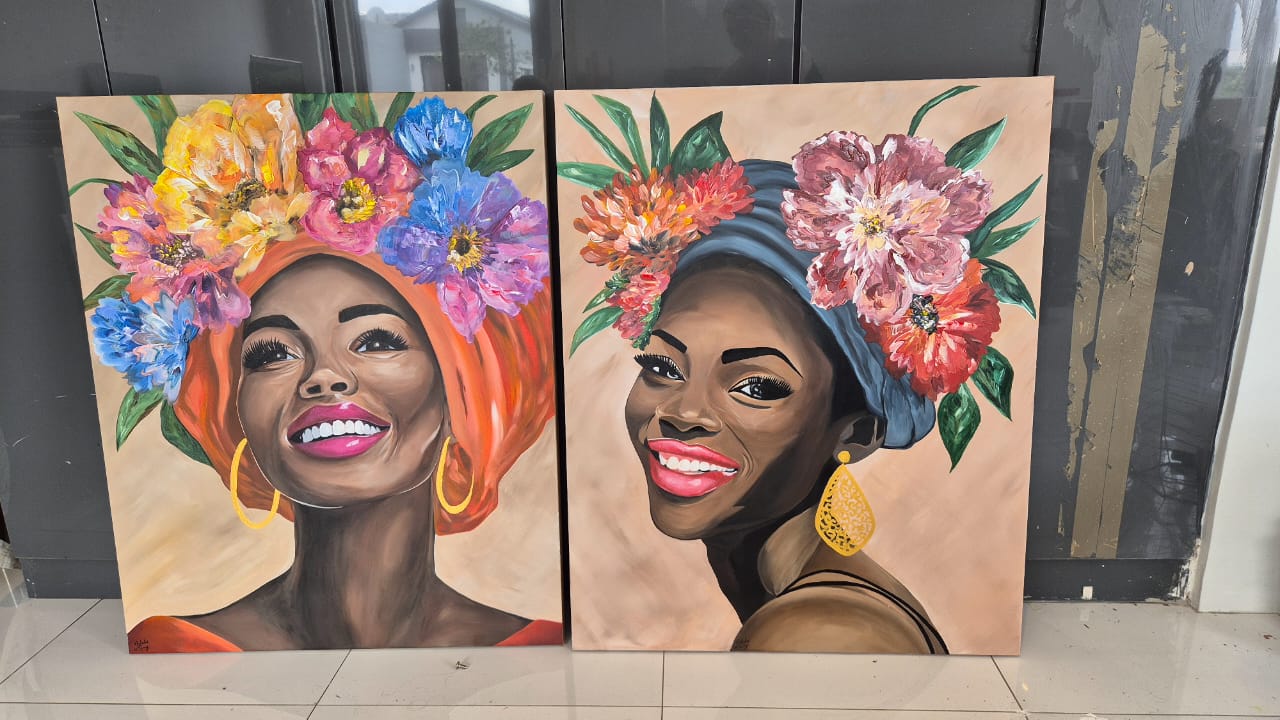 - SOLD - "Smiling African Bloom" - A0 - Acrylic On Canvas - Image 3
