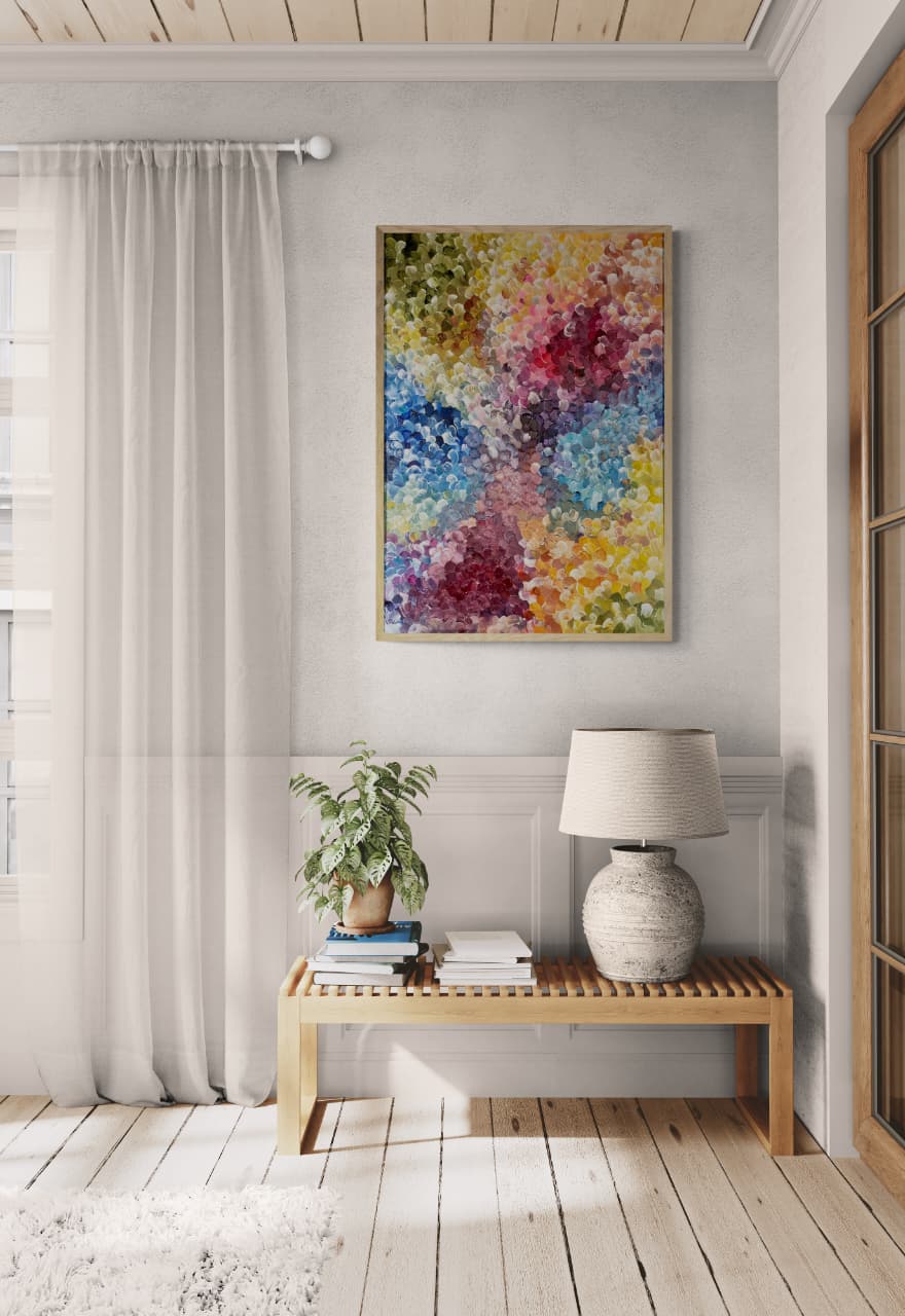 '- SOLD - "Fragments Of The Soul" - 100 x 70cm - Acrylic On Canvas - Framed in light oak - Image 3