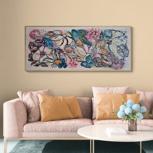 '- SOLD - "Whimsical" - 170 x 70cm - Acrylic On Canvas - Framed in Light Oak