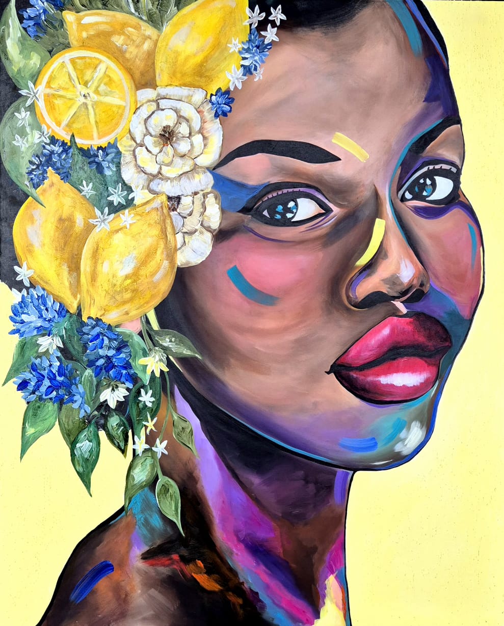 '- SOLD - "Fleur de Citron" - 84 x 119cm - Acrylic On Canvas - Framed in Black - Image 11