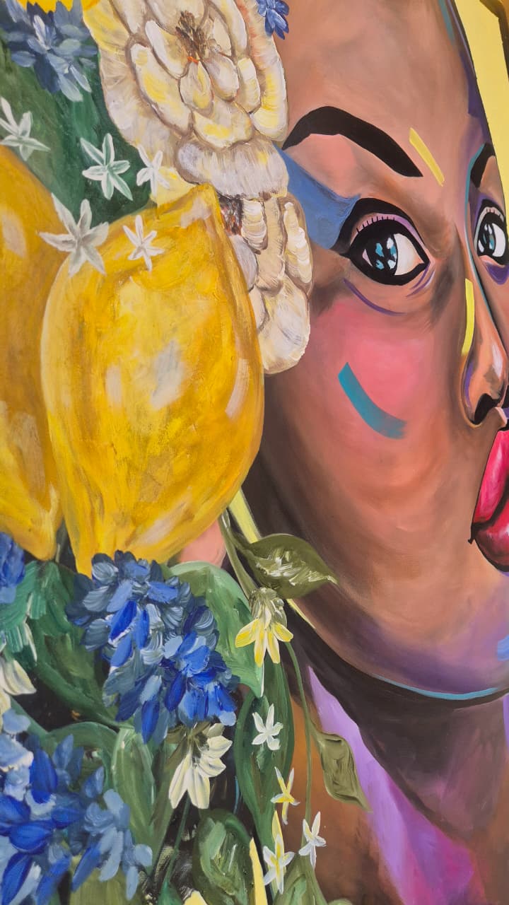 '- SOLD - "Fleur de Citron" - 84 x 119cm - Acrylic On Canvas - Framed in Black - Image 9
