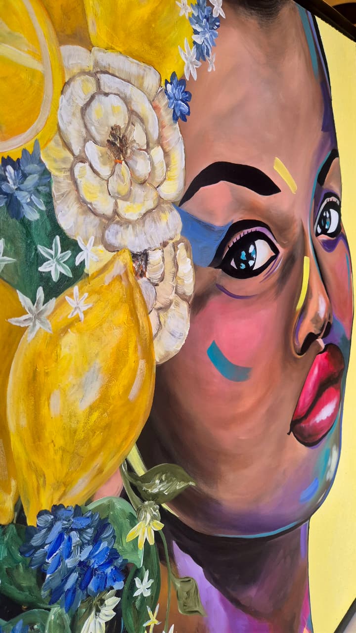 '- SOLD - "Fleur de Citron" - 84 x 119cm - Acrylic On Canvas - Framed in Black - Image 8