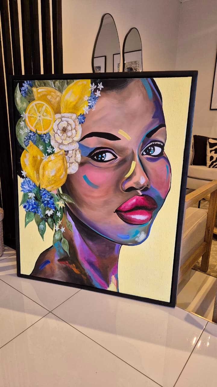 '- SOLD - "Fleur de Citron" - 84 x 119cm - Acrylic On Canvas - Framed in Black - Image 4