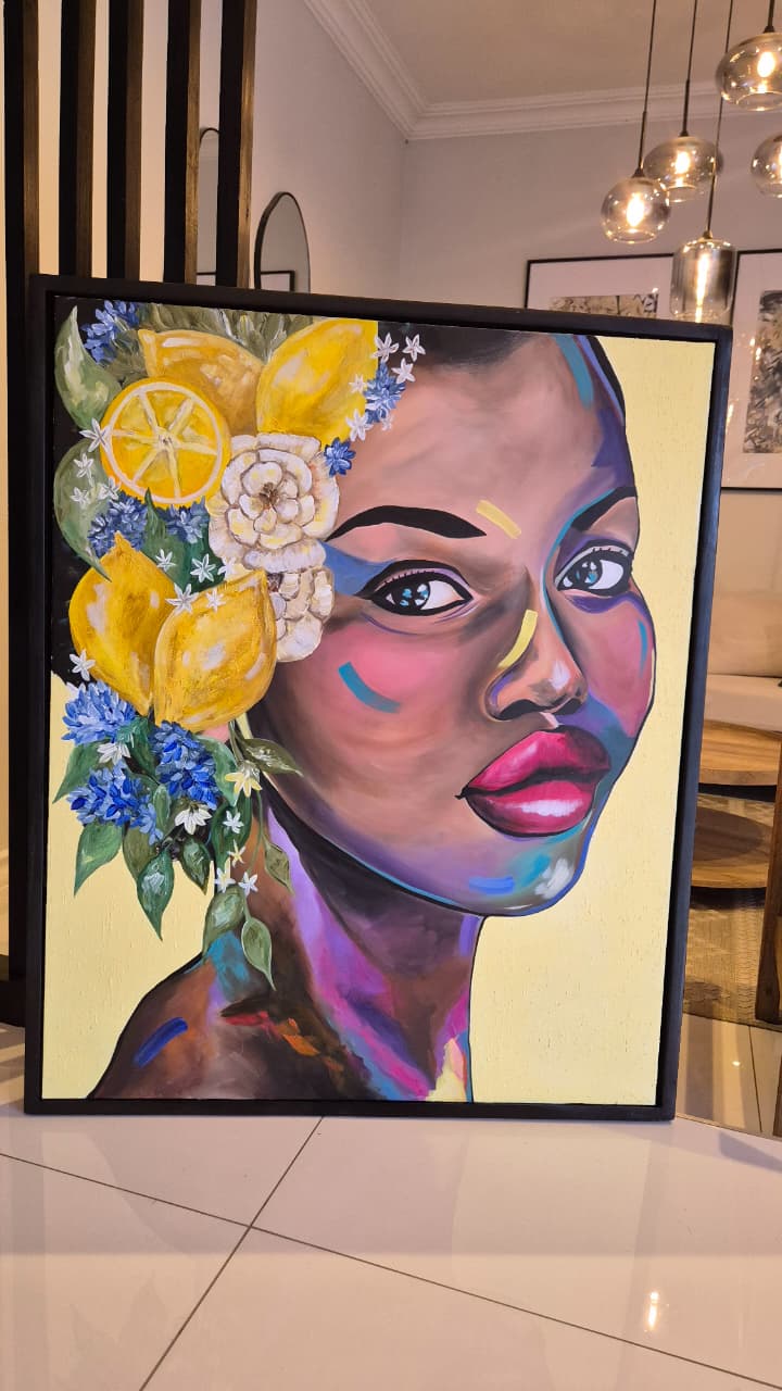 '- SOLD - "Fleur de Citron" - 84 x 119cm - Acrylic On Canvas - Framed in Black - Image 2
