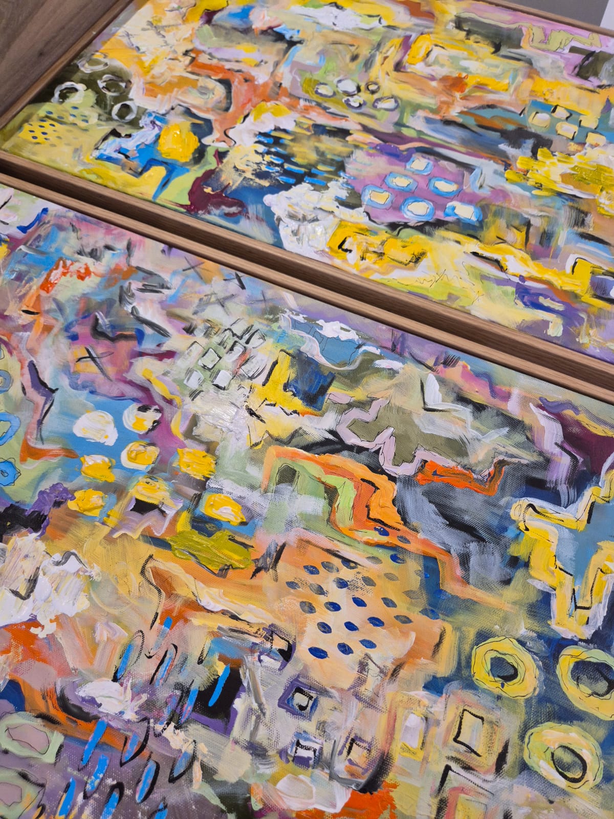 '- SOLD - "Dreaming" - Set Of Two - 40 x 60cm each - Acrylic On Canvas - Framed In Natural Oak - Image 17