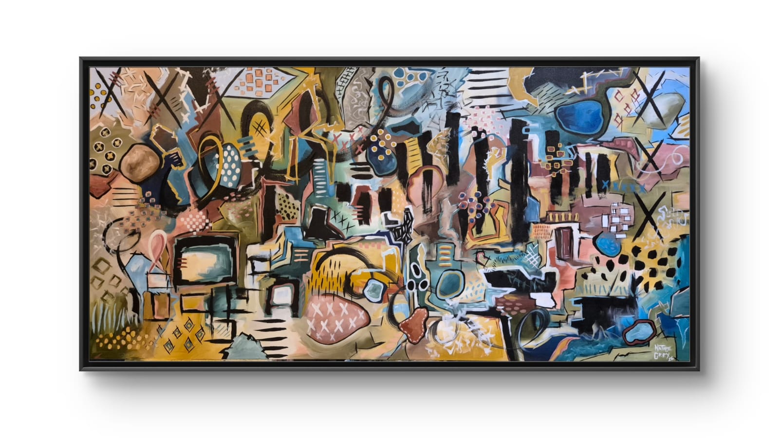 “Echoes Of A Dream” - Acrylic On Canvas - 107 x 207cm - Framed in Black Wooden Frame - Image 5