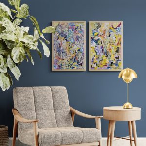 '- SOLD - "Dreaming" - Set Of Two - 40 x 60cm each - Acrylic On Canvas - Framed In Natural Oak
