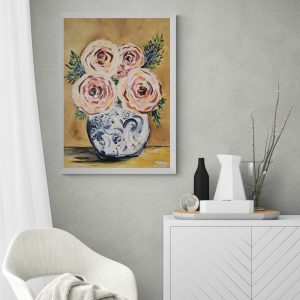 '- SOLD - "Blueberries & Blooms" - 72 x 51cm - Acrylic on Canvas