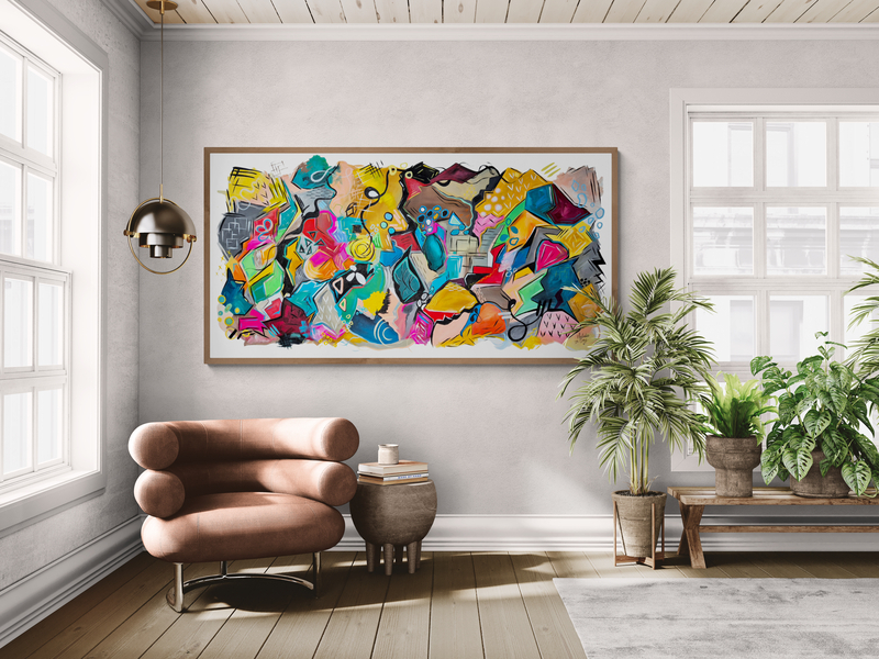 "Echoes In Colour" - 100 x 200cm - Acrylic On Canvas - Image 8