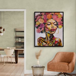 "Rosa" -- SOLD - Framed In Black Wooden Frame - 100 x 120cm - Acrylic On Canvas