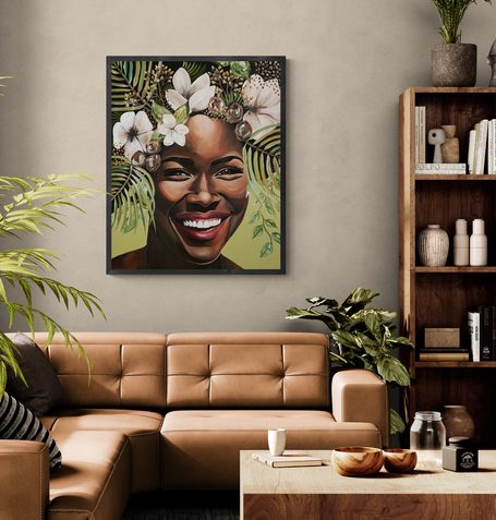 "Tahiti Belle" - Framed In Black - A0 - Acrylic On Canvas