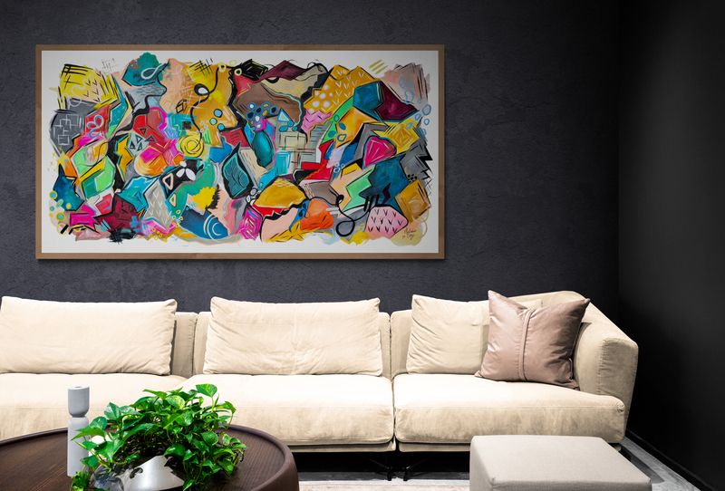 "Echoes In Colour" - 100 x 200cm - Acrylic On Canvas - Image 4