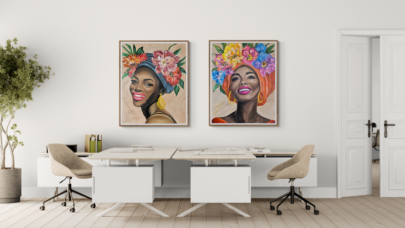 - SOLD - "Smiling African Bloom" - A0 - Acrylic On Canvas - Image 5