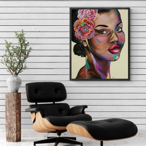 '- SOLD - "Kiss Me, Coco" - Framed in Black - A0 - Acrylic On Canvas
